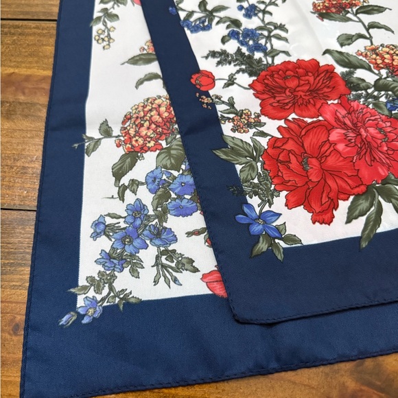 Floral Print Scarf with Red and Blue Accents - Picture 8 of 8